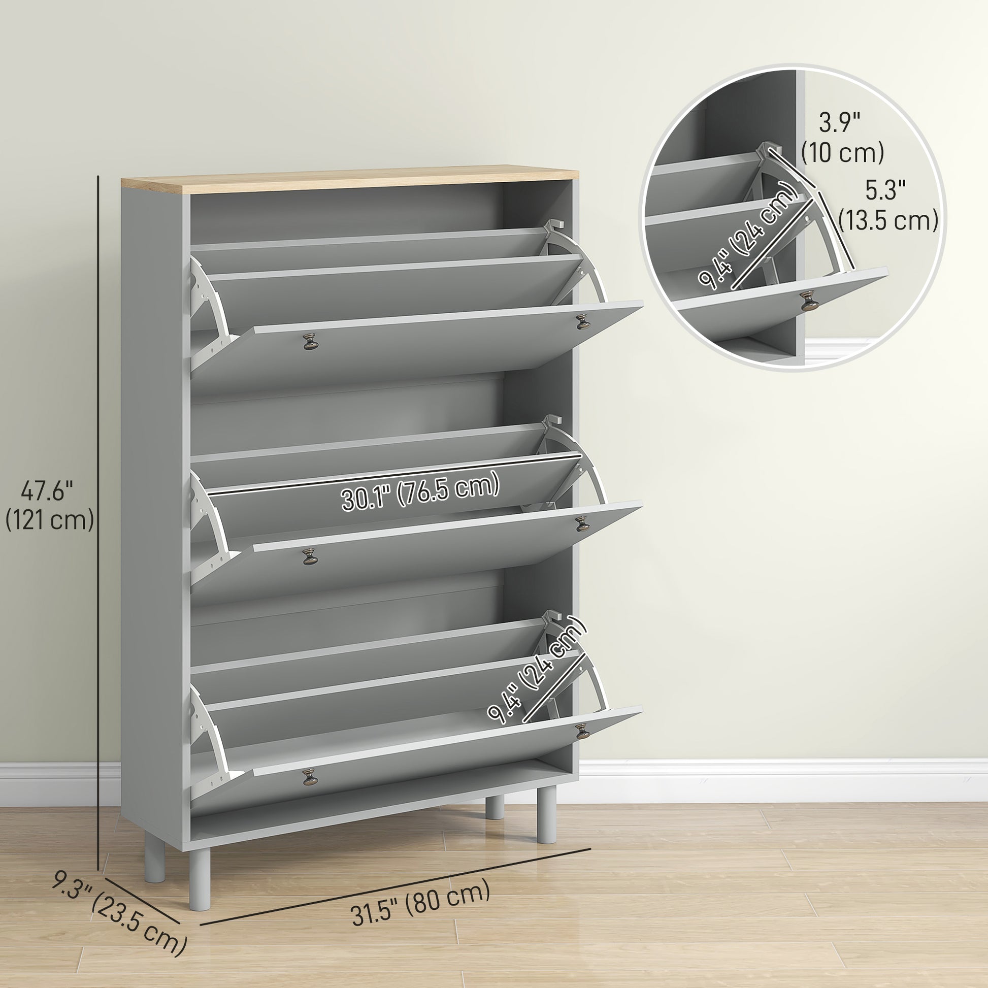 Entryway Shoe Storage Small Modern Flip-Flop Shoe Cabinet with 3 Flip Drawers Adjustable Shelves for 24 Pairs of Shoes, 