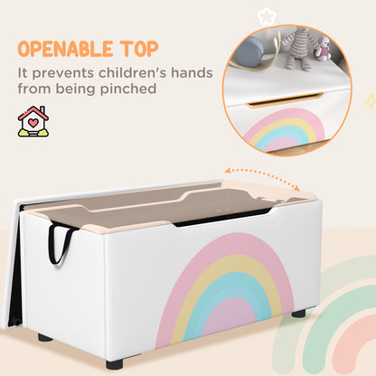 Qaba Toy Chest, Kids Toy Bench Box, Lightweight Storage Bench with Lid and Side Handles, for Nursery Room Playroom Bedro