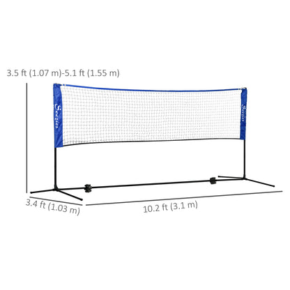Soozier 10ft Badminton Net, Height Adjustable Outdoor Sports Net with Carry Bag, for Tennis, Pickleball and Volleyball, 