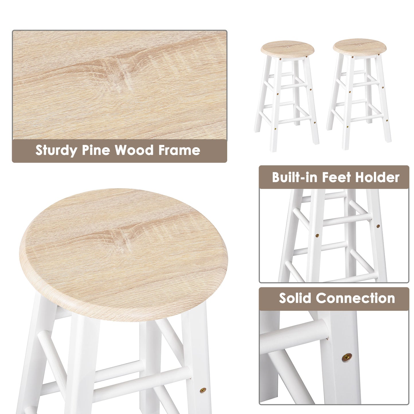 Kitchen Trolley 3 Piece Kitchen Cart Set Drop Leaf Breakfast Table and 2 Stools w/ Rolling Wheels & Towel Bars, Wood & W