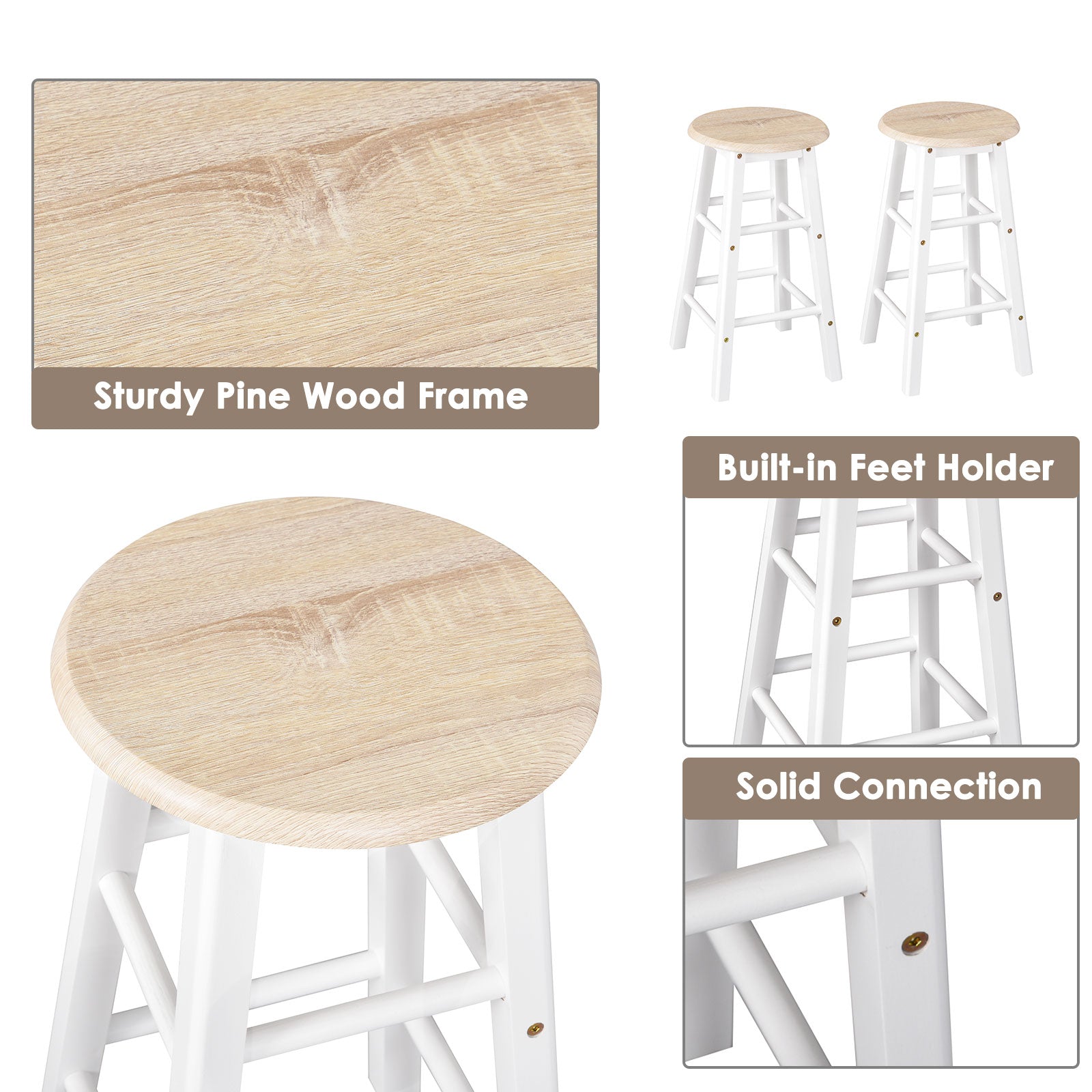 Kitchen Trolley 3 Piece Kitchen Cart Set Drop Leaf Breakfast Table and 2 Stools w/ Rolling Wheels & Towel Bars, Wood & W