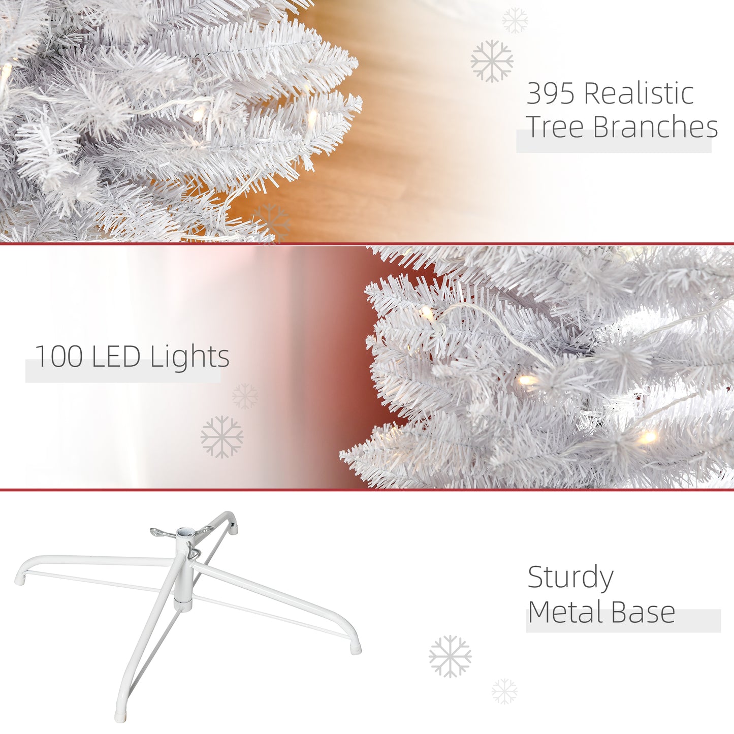 6ft Tall Prelit Pencil Artificial Christmas Tree, Holiday Décor with 395 Realistic Branches, 100 LED Lights, Foldable Me