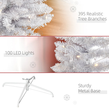 6ft Tall Prelit Pencil Artificial Christmas Tree, Holiday Décor with 395 Realistic Branches, 100 LED Lights, Foldable Me