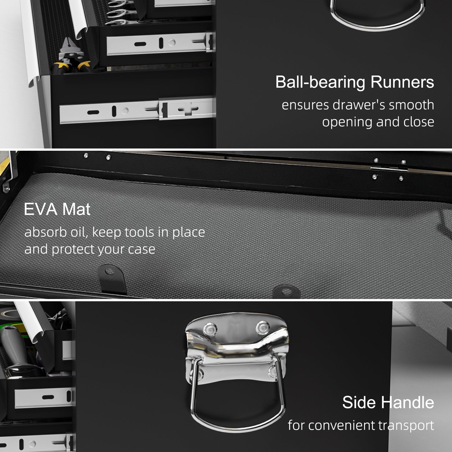 6 Drawer 24" Portable Tool Box with Top Case, Ball Bearing Slides, Metal Tool Chest for Garage, Household and Warehouse