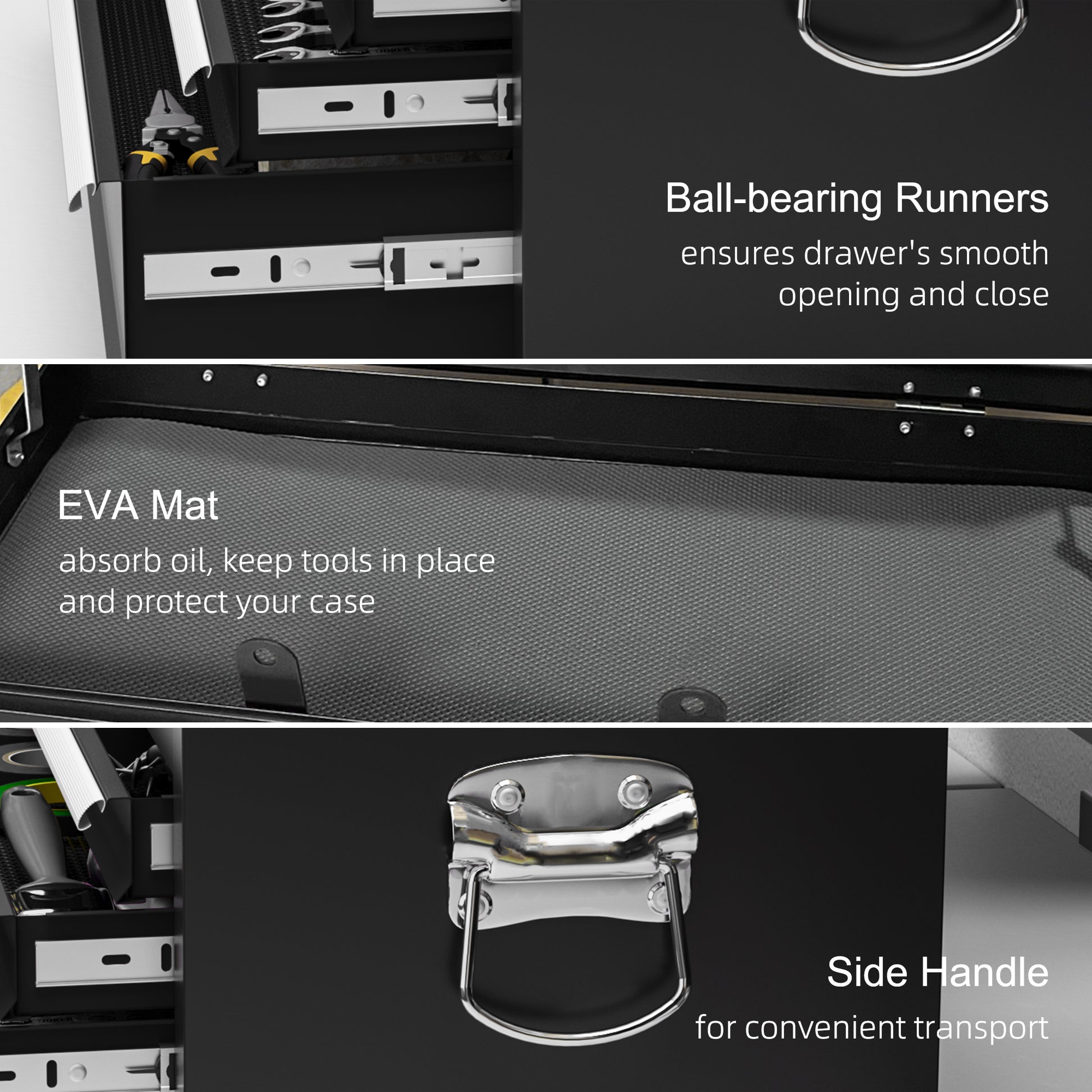 6 Drawer 24" Portable Tool Box with Top Case, Ball Bearing Slides, Metal Tool Chest for Garage, Household and Warehouse
