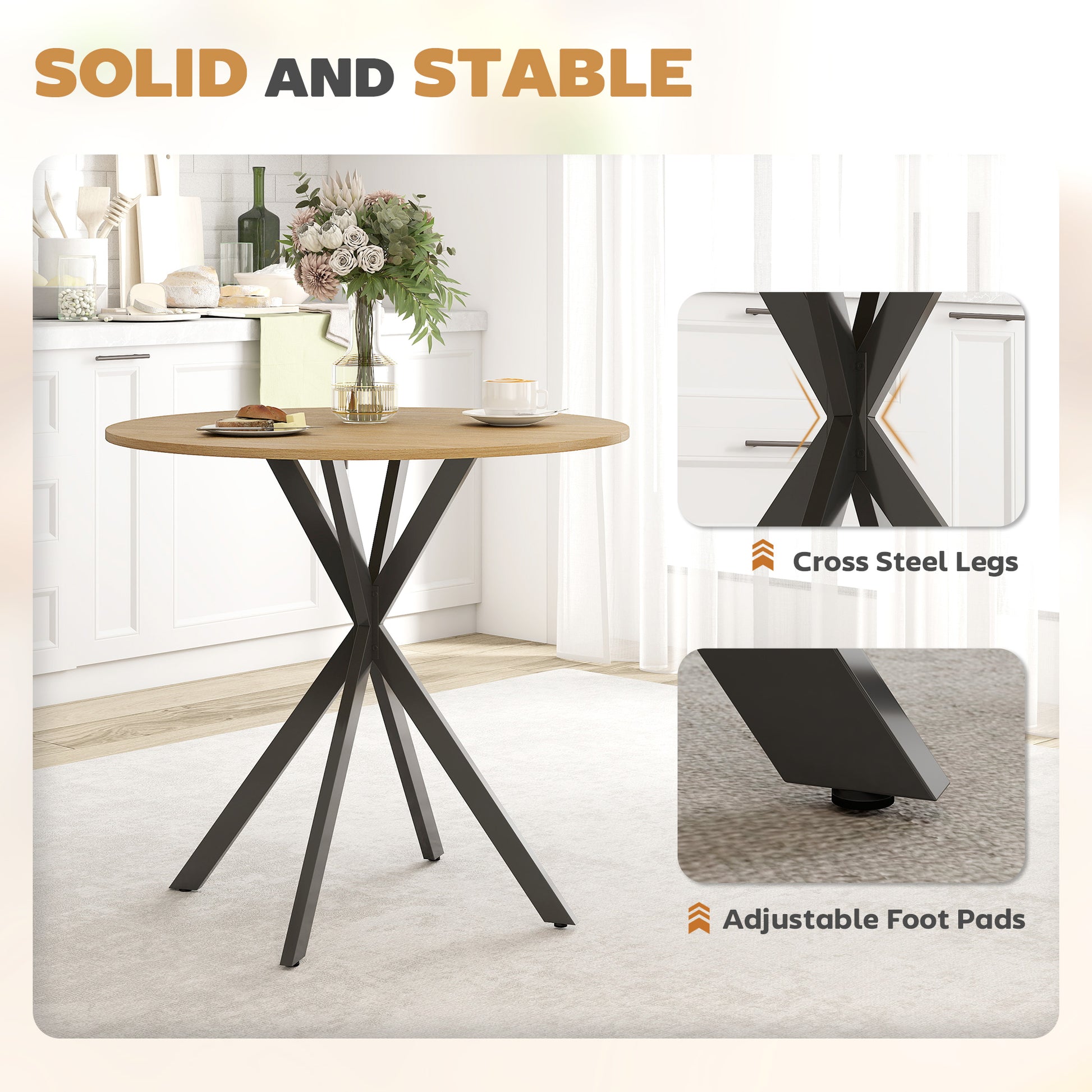 31.5" Industrial Round Dining Table - White Oak