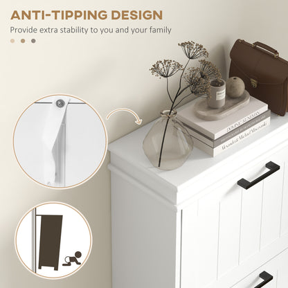 Slim Shoe Cabinet with 3 Flip Drawers and Adjustable Shelves, Narrow Shoe Cabinet for 15 Pairs of Shoes, White