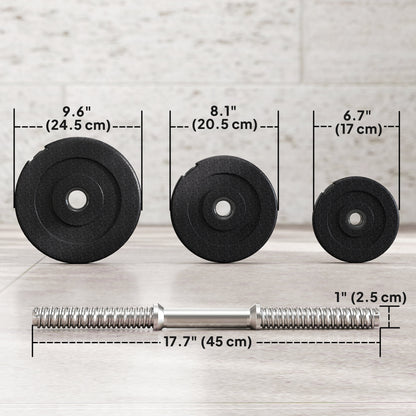 Soozier Adjustable 2 x 44lbs Weight Dumbbell Set for Weight Fitness Training Exercise Fitness Home Gym Equipment, Black 