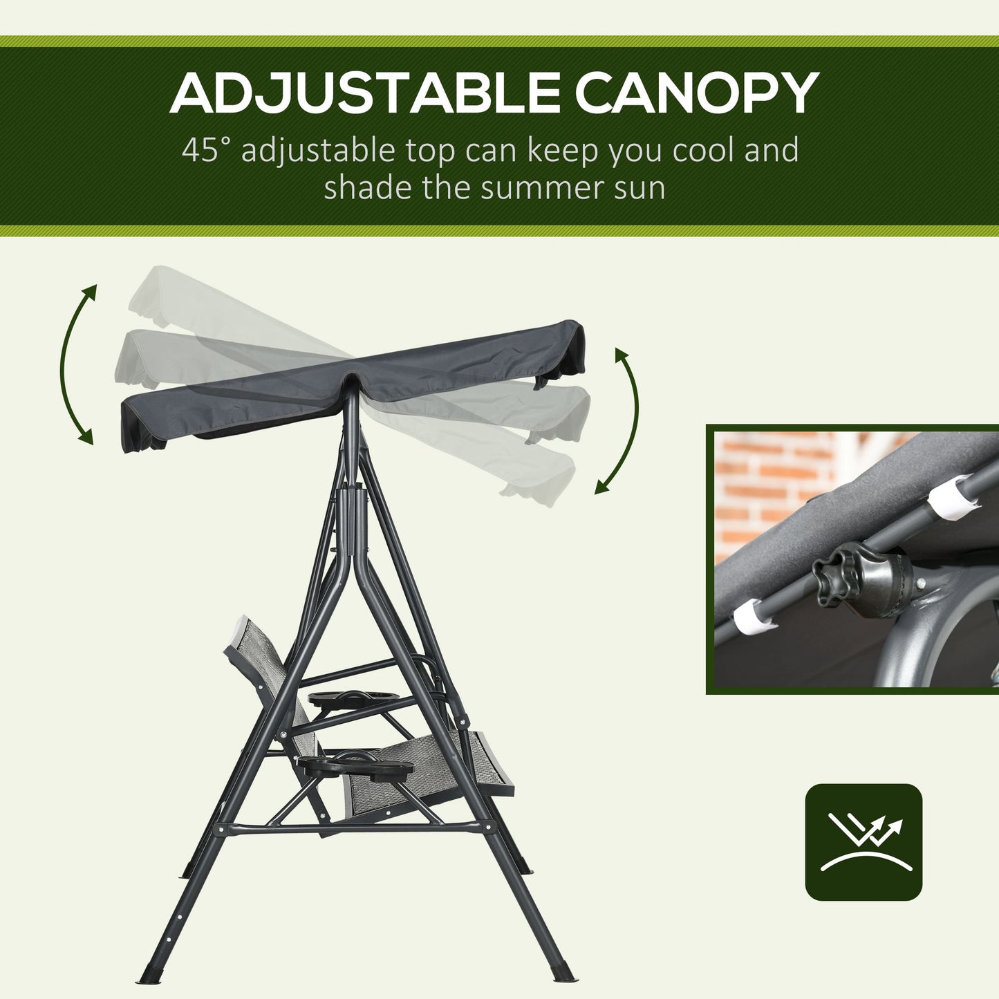 3-Seat Patio Swing Chair, Outdoor Canopy Swing Glider with Adjustable Shade, Rattan Seat and Steel Frame, for Porch, Gar