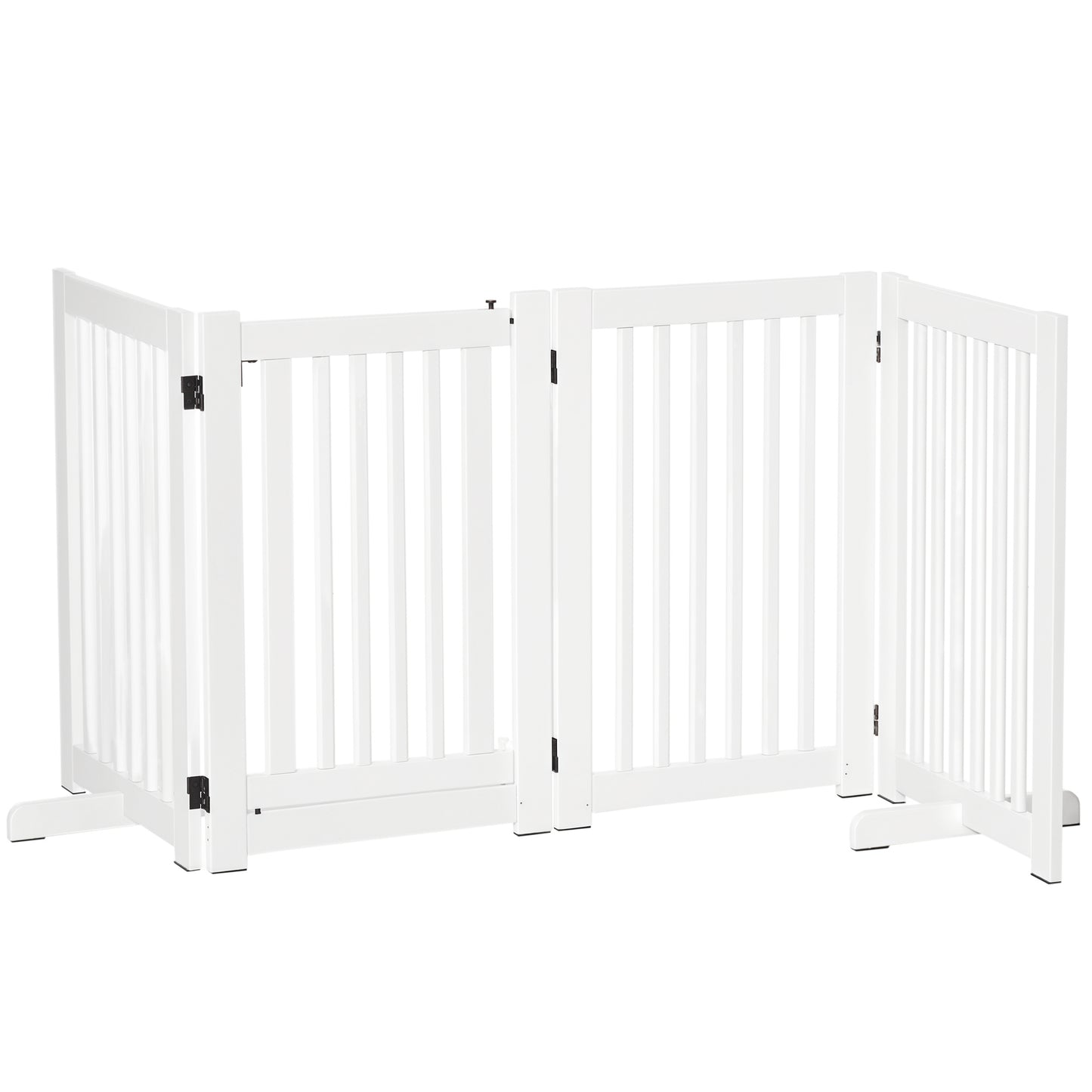 Free Standing Wooden Pet Gate Indoor Dog Barrier Foldable Step Over Doorway Fence Safety Gate with Open Door