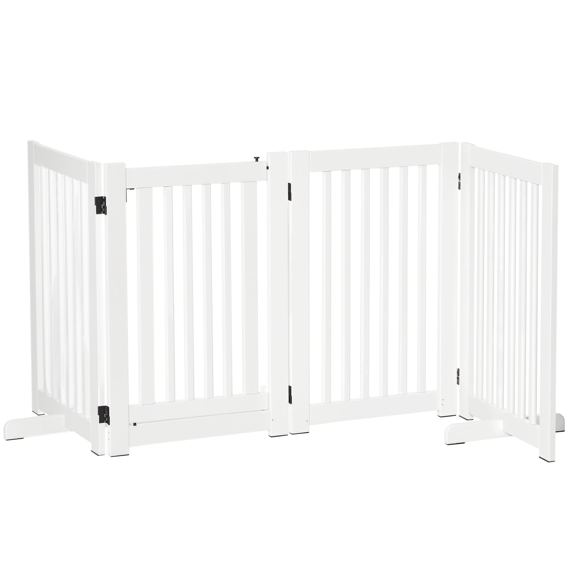 Free Standing Wooden Pet Gate Indoor Dog Barrier Foldable Step Over Doorway Fence Safety Gate with Open Door
