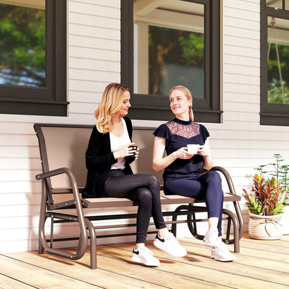 Outdoor Glider Bench, 2 Person Patio Glider Chair, Gliding Outdoor Garden Loveseat Swing Bench with Breathable Mesh Fabr