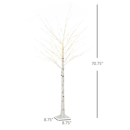 6 ft Artificial Birch Tree Light with Pre-Lit LED Light for Home Party, Indoor and Covered Outdoor Use