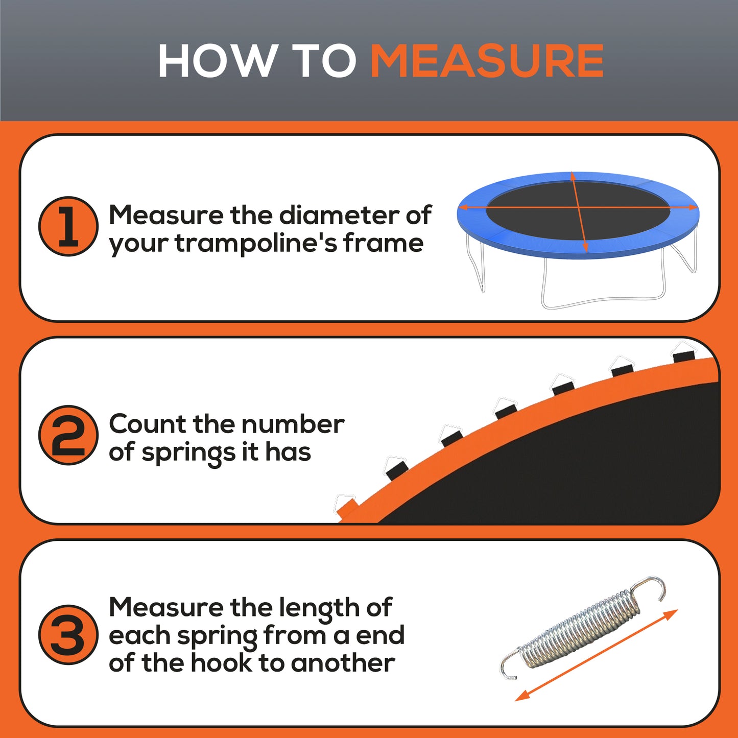 Soozier Trampoline Mat Replacement with Spring Pull Tool and 72 V-Hooks, Fits 12ft Trampoline, Using 5.5" Springs, Orang
