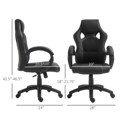 Racing Gaming Chair Office Chair Computer Desk Gamer Chair with Swivel Wheels, Padded Headrest, Tilt Function, Black