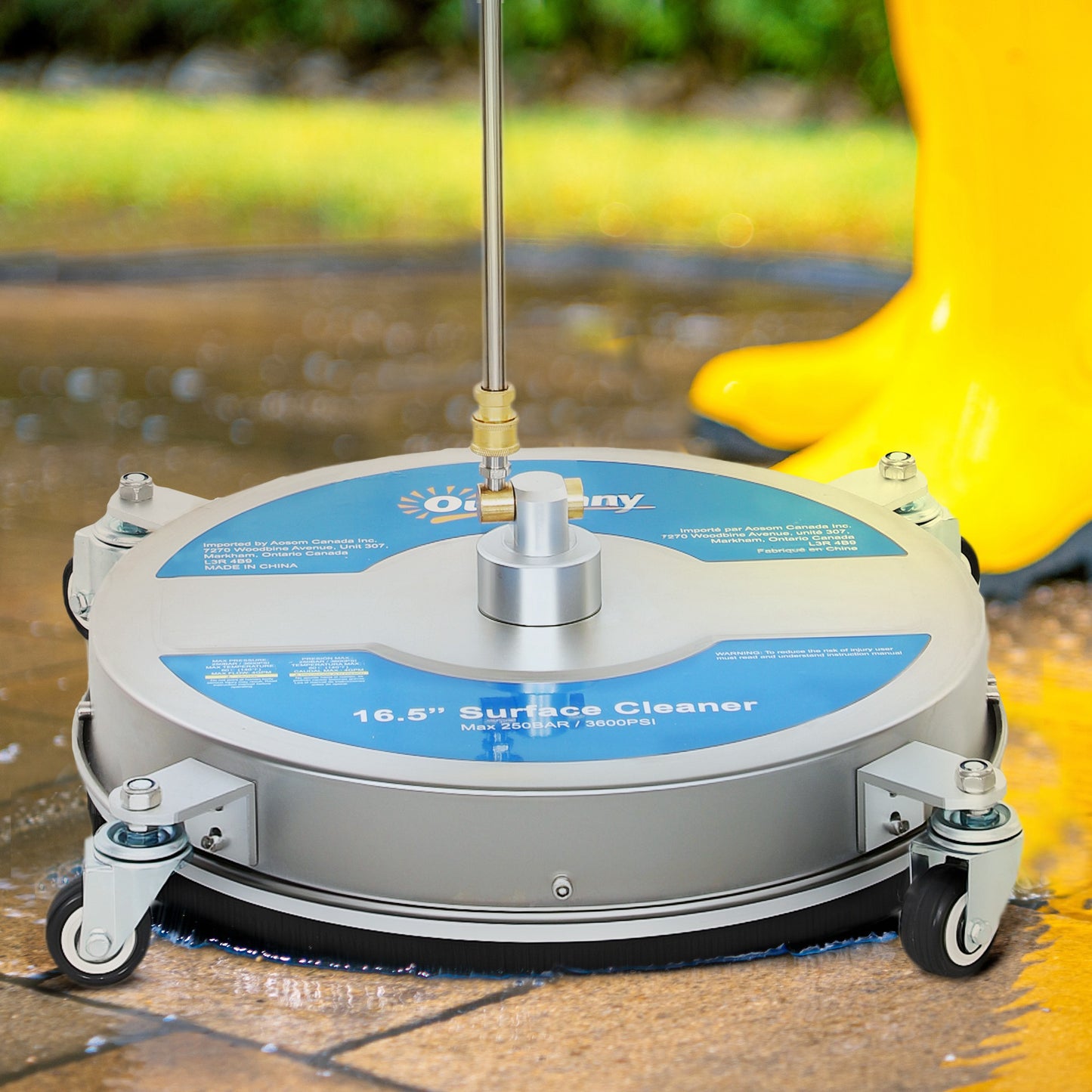16" Pressure Washer Surface Cleaner with 4 Wheels, Stainless Steel Power Washer Surface Cleaner with 1/4" Quick Connecto