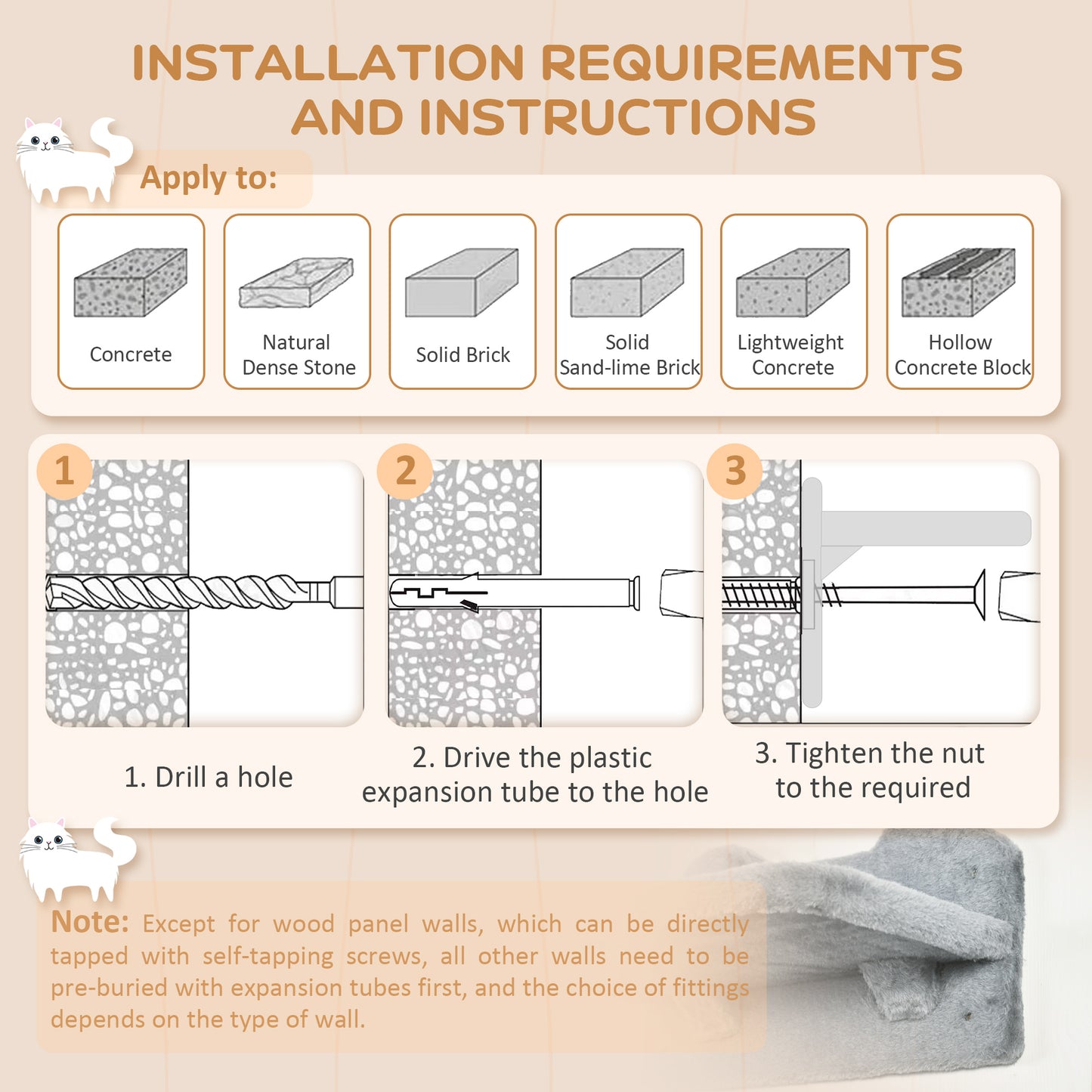 Cat Wall Shelves, 3PCs Cat Shelves with Hammock, Scratching Post, 3 Steps, Jumping Platforms, Wall Mounted Cat Climber, 