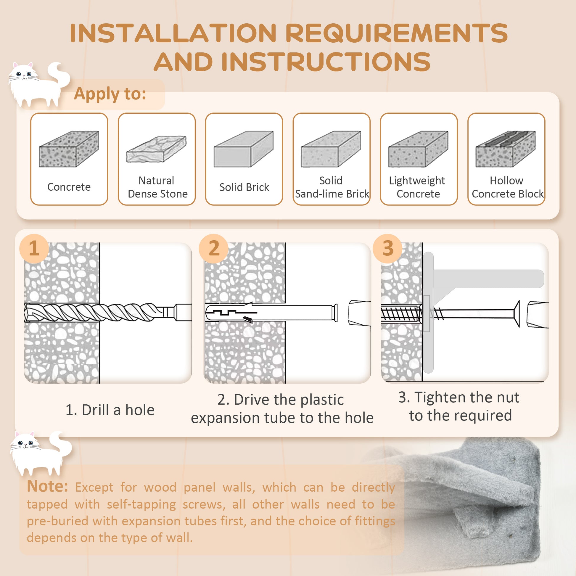 Cat Wall Shelves, 3PCs Cat Shelves with Hammock, Scratching Post, 3 Steps, Jumping Platforms, Wall Mounted Cat Climber, 