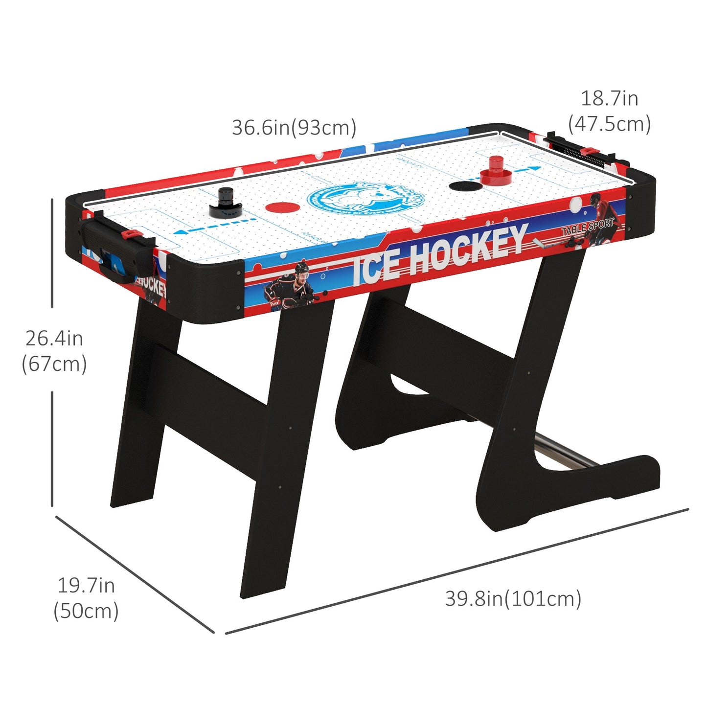 Soozier Folding Air Hockey Table 40" Arcade Table with 2 Pucks, 2 Pushers, Scoreboard for Family Game Room, Living Room,