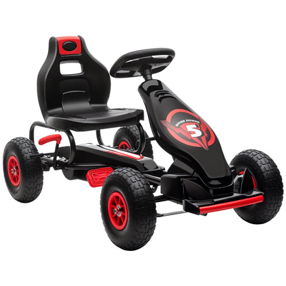 VarietyKart Pedal Go Kart w/ Adjustable Seat, Rubber Wheels Shock Absorb, Red