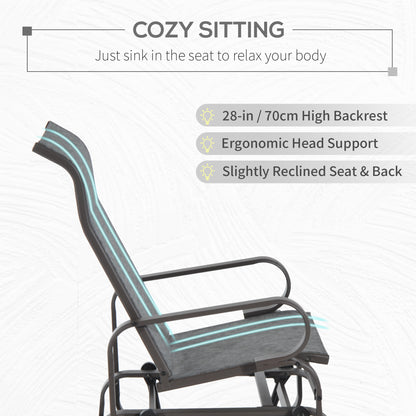 Patio Glider with Breathable Mesh Fabric, Outdoor Glider Chair, Garden Rocking Gliding Seat for Patio, Yard, Porch, Grey