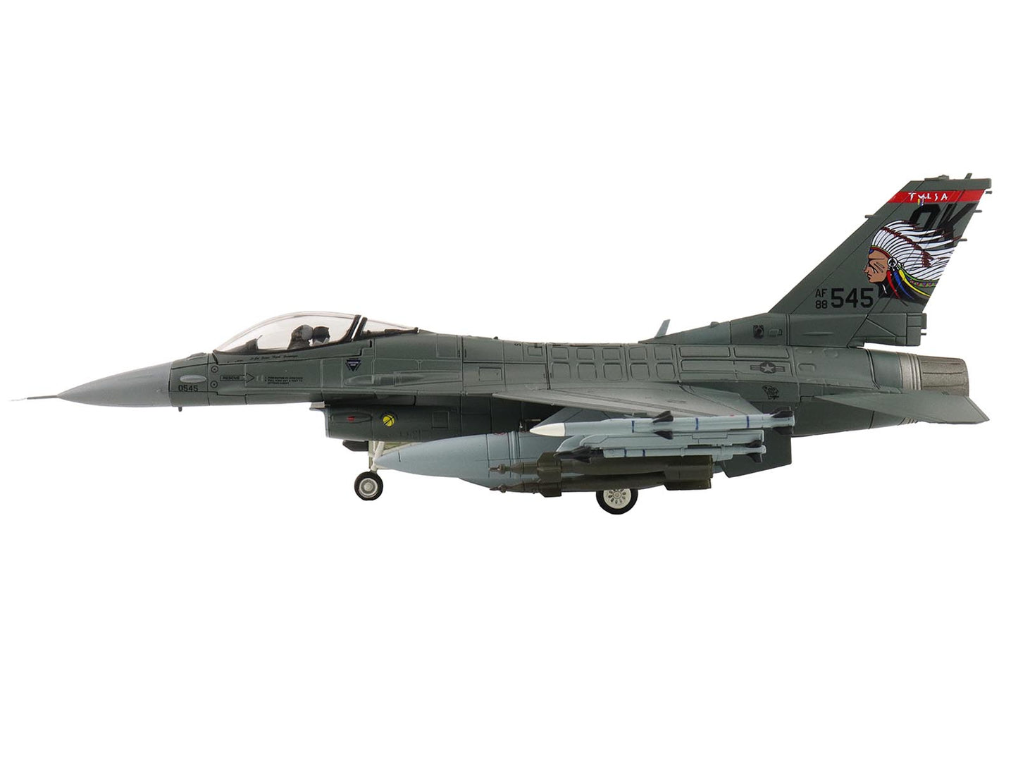 Lockheed F-16C Fighting Falcon Fighter Aircraft "88-0545 138th Fighter Wing Oklahoma Air National Guard" (2024) United States Air Force "Air Power Series" 1/72 Diecast Model by Hobby Master