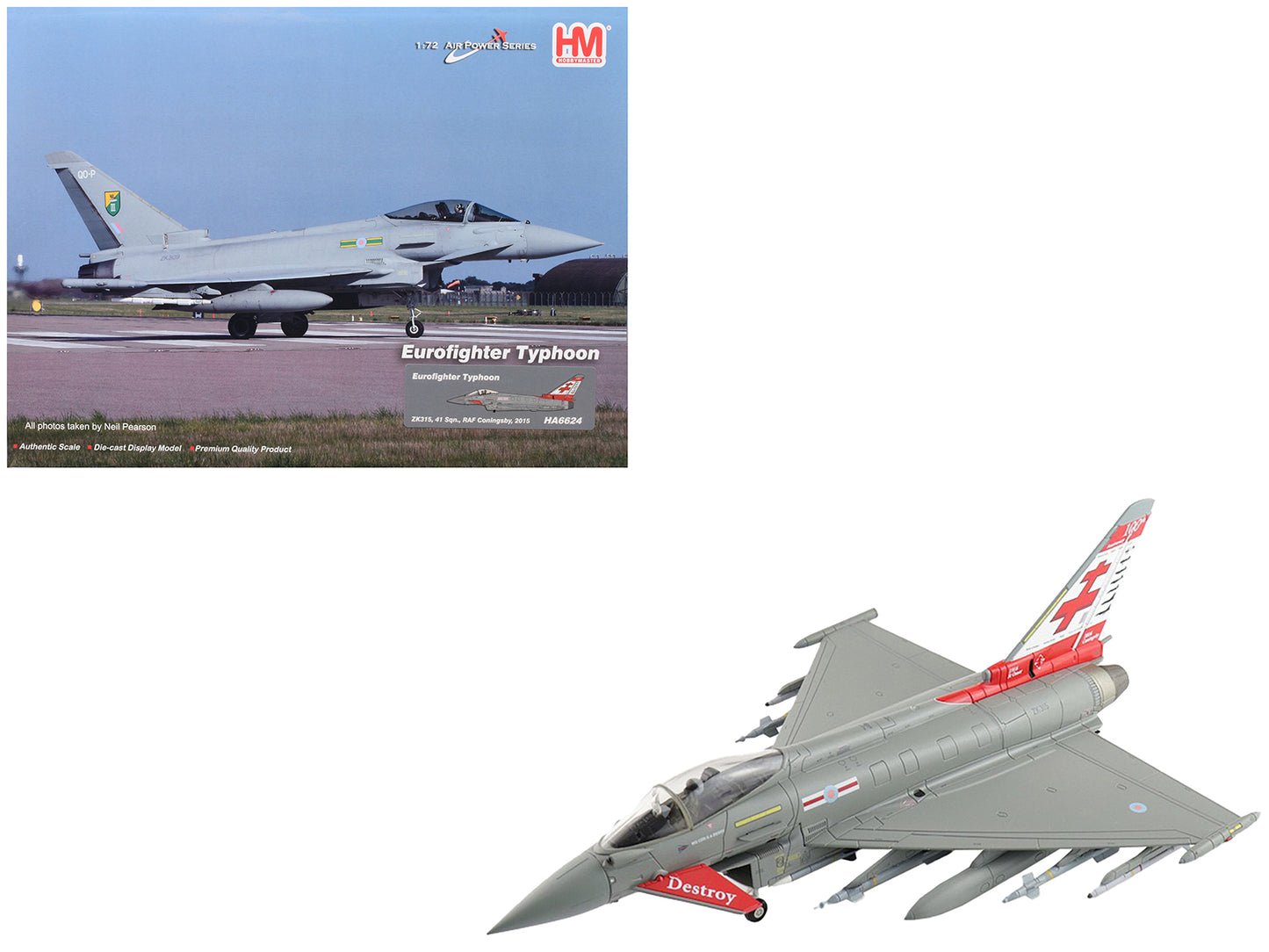 Eurofighter Typhoon Fighter Aircraft "ZK315 41 Squadron RAF Coningsby" (2015) Royal Air Force "Air Power Series" 1/72 Diecast Model by Hobby Master