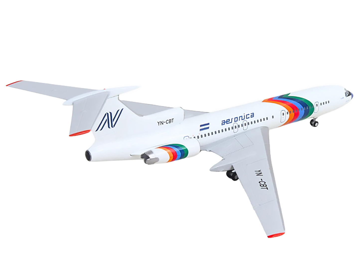 Tupolev TU-154M Commercial Aircraft "Aeronica" (YN-CBT) White with Stripes 1/200 Diecast Model by Herpa