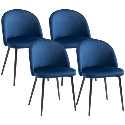 Modern Dining Chairs, Mid-Back Velvet-touch Upholstery Side Chair, Table Chair for Living Room, Dining Room, Dark Blue, 
