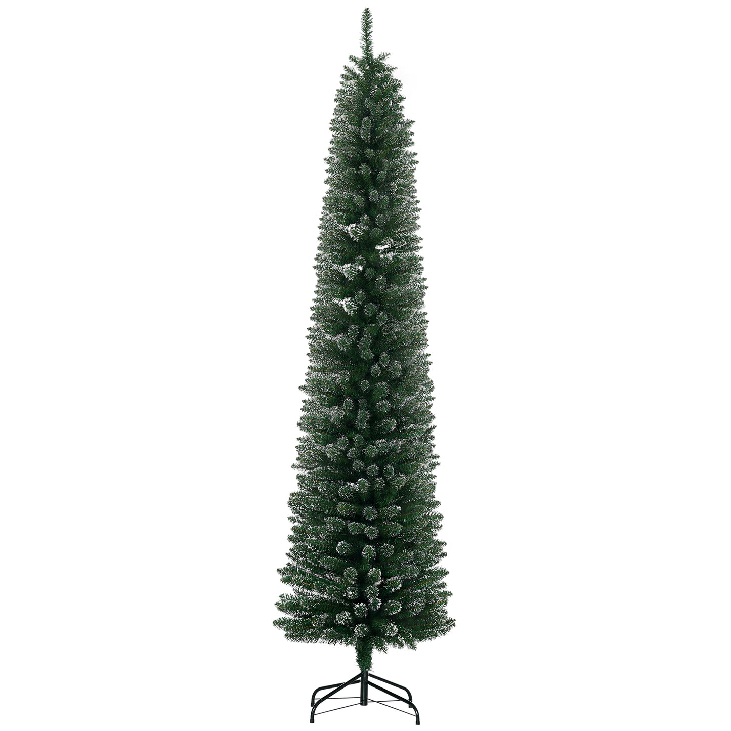 7.5FT Artificial Snow Dipped Christmas Tree Xmas Pencil Tree Holiday Home Indoor Decoration with Foldable Black Stand, G