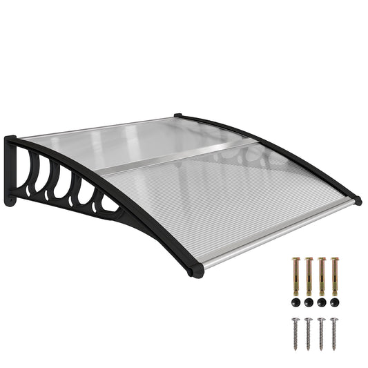 Awning Door Canopy, 40.6" x 38" Polycarbonate Front Door Outdoor Patio Cover with Hollow Sheet for UV Protection, Clear