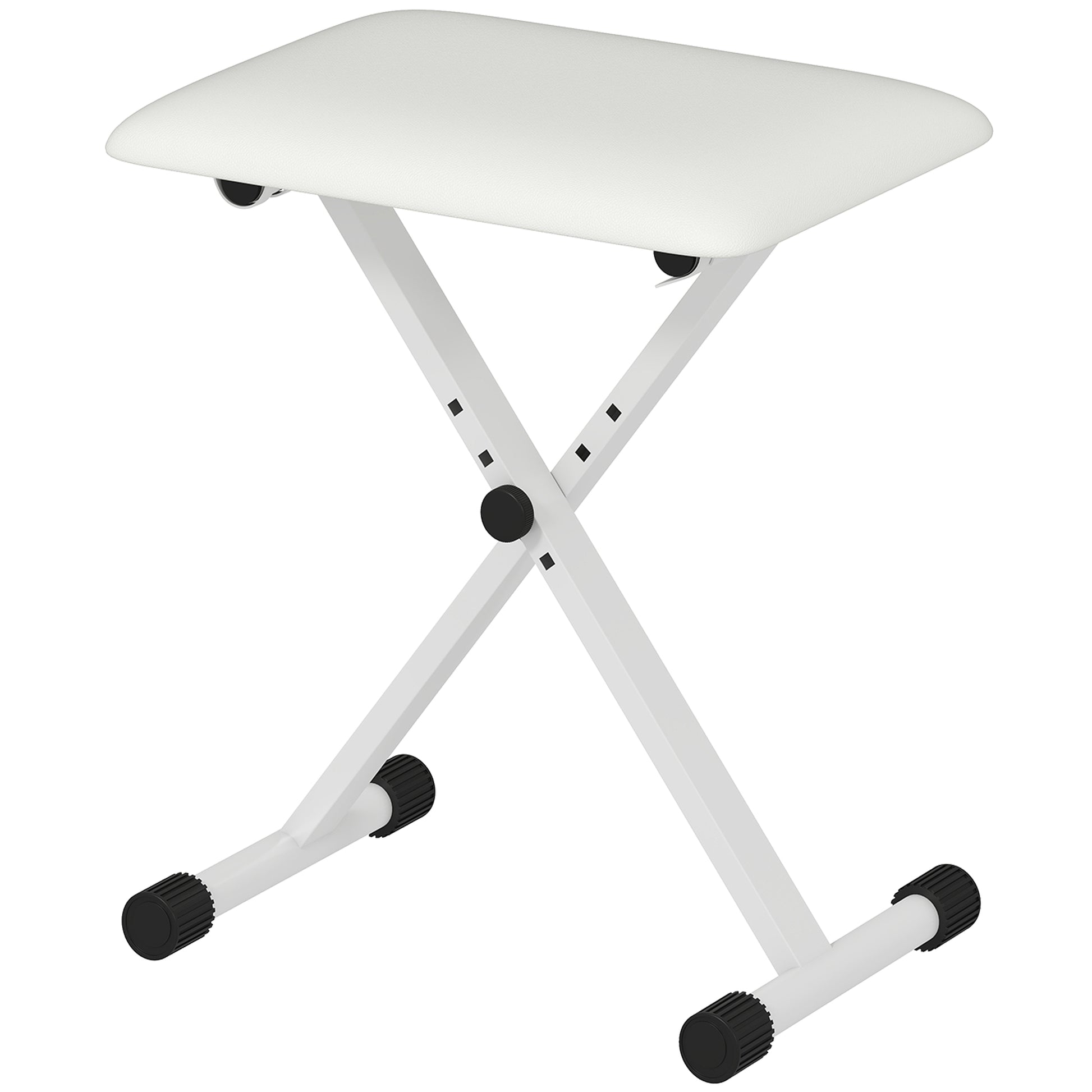 Adjustable Piano Bench, X-Style Folding Piano Stool with Padded Seat, Non-Slip Rubber Feet, Keyboard Chair, White