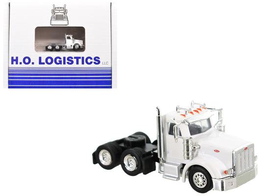 Peterbilt 367 Truck Tractor with Day Cab White and Articulated Tank Trailer "Cemex" White with Blue Stripes Combo Set 1/87 (HO) Plastic Model Car by HO Logistics