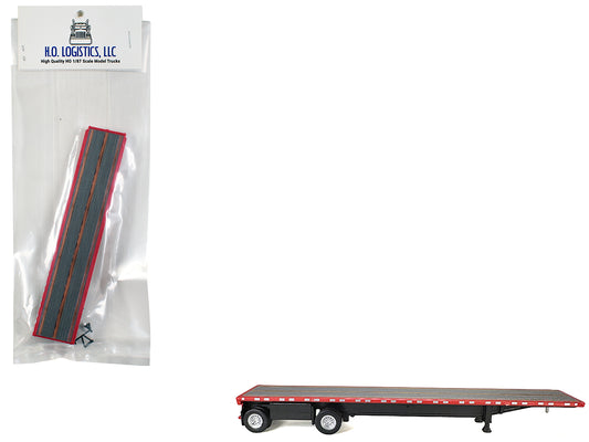 High Boy Spread Axle Flatbed Trailer Red 1/87 (HO) Plastic Model Car by HO Logistics