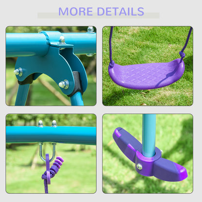 3 in 1 Metal Swing Set with Double Swings, Glider for Backyard, Outdoor, Playground, Purple