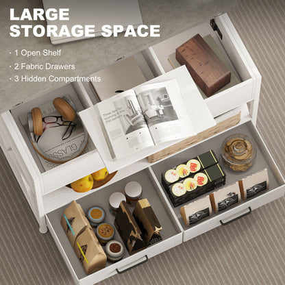 Modern Coffee Table, Lift Top Center Table with Fabric Drawers and Hidden Storage for Living Room, Cement Grey