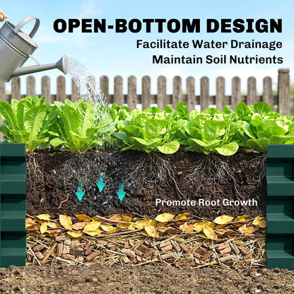 4' x 2' x 1' Raised Garden Bed, Set of 2 Galvanized Planter Box for Vegetables, Flowers, Herbs, Green