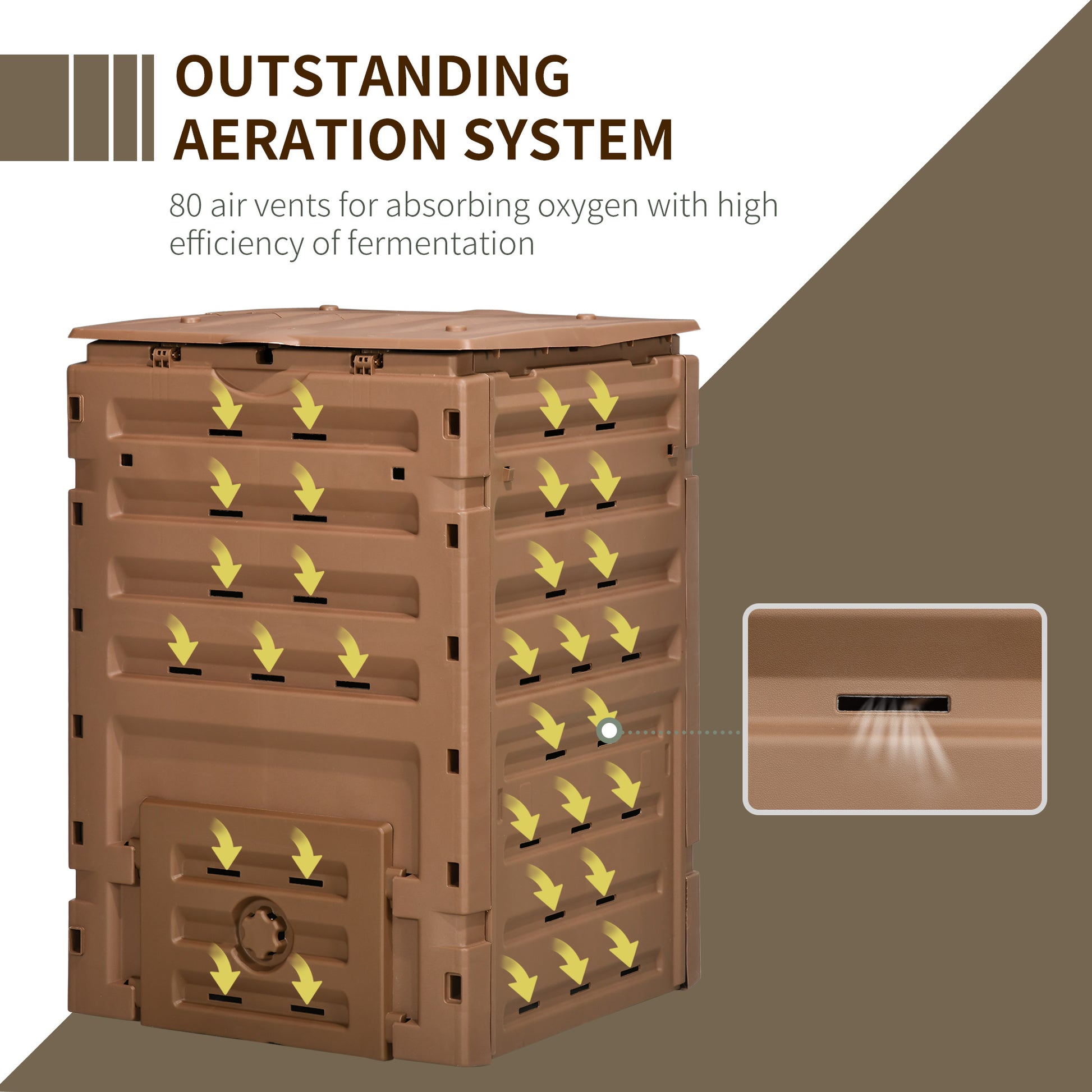Compost Bin, Garden Composter with 80 Vents and 2 Doors, 120 Gallon (450L), Black