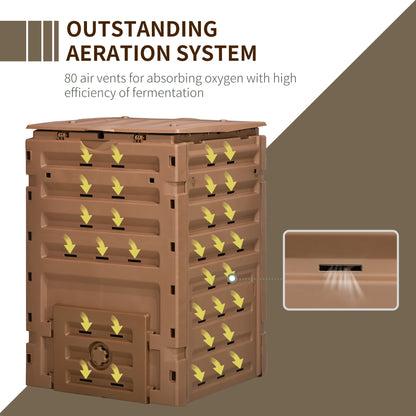 Compost Bin, Garden Composter with 80 Vents and 2 Doors, 120 Gallon (450L), Black
