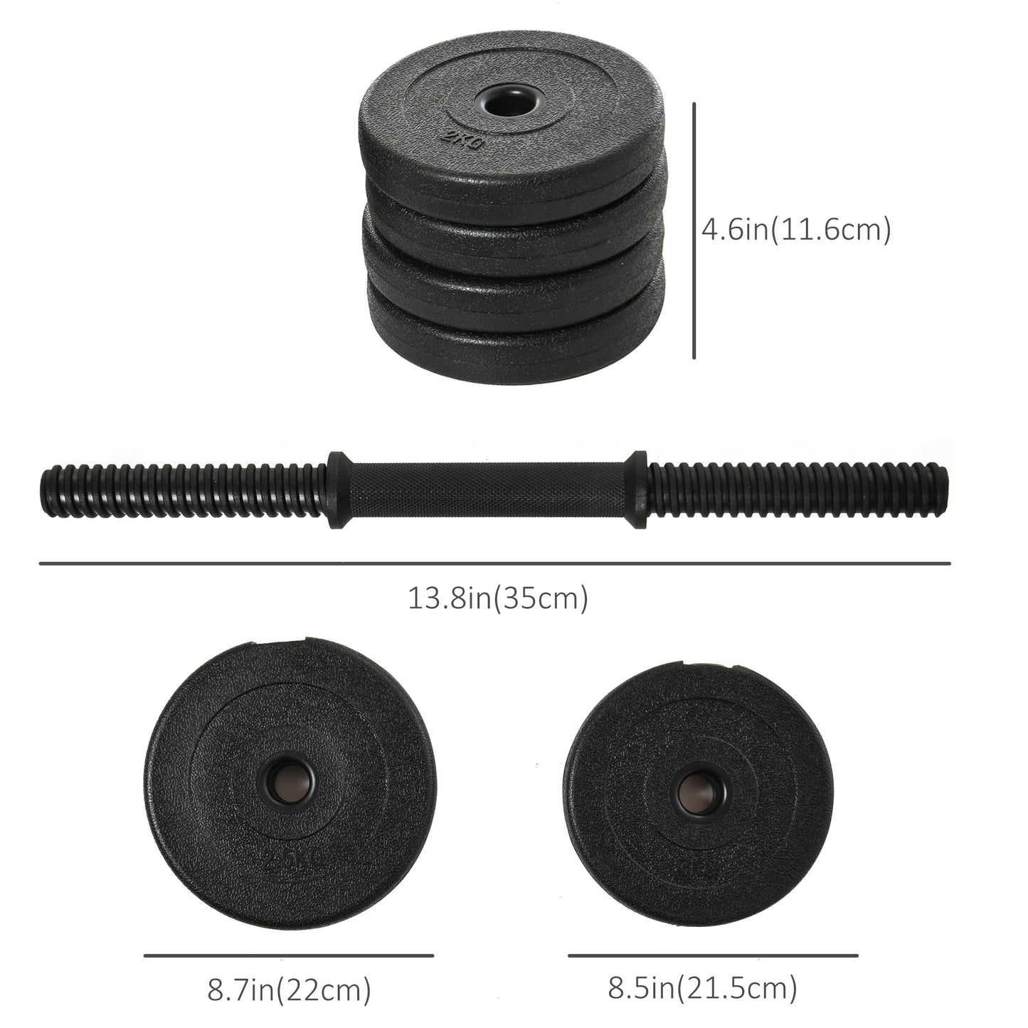 Soozier Adjustable 2 x 22lbs Weight Dumbbell Set for Weight Fitness Training Exercise Fitness Home Gym Equipment, Black 