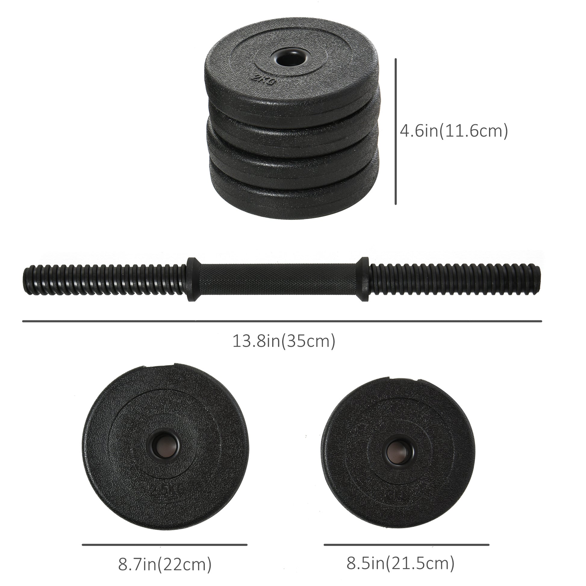 Soozier Adjustable 2 x 22lbs Weight Dumbbell Set for Weight Fitness Training Exercise Fitness Home Gym Equipment, Black 
