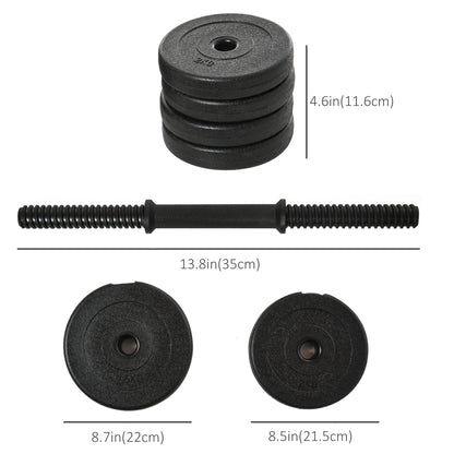 Soozier Adjustable 2 x 22lbs Weight Dumbbell Set for Weight Fitness Training Exercise Fitness Home Gym Equipment, Black 