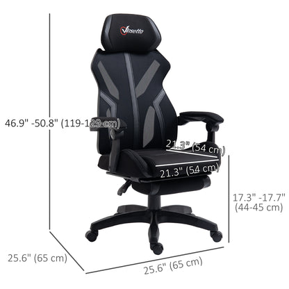 Gaming Chair, Ergonomic Computer Chair with Footrest, Headrest, Recliner Swivel Seat with Adjustable Height, Black
