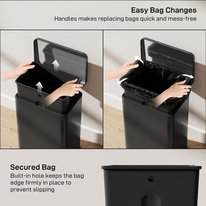 Garbage Bin, Soft-Close Trash Can with Foot Pedal, 5 Gallon (20 L) Garbage Can with Removable Inner Bucket, Matte Black