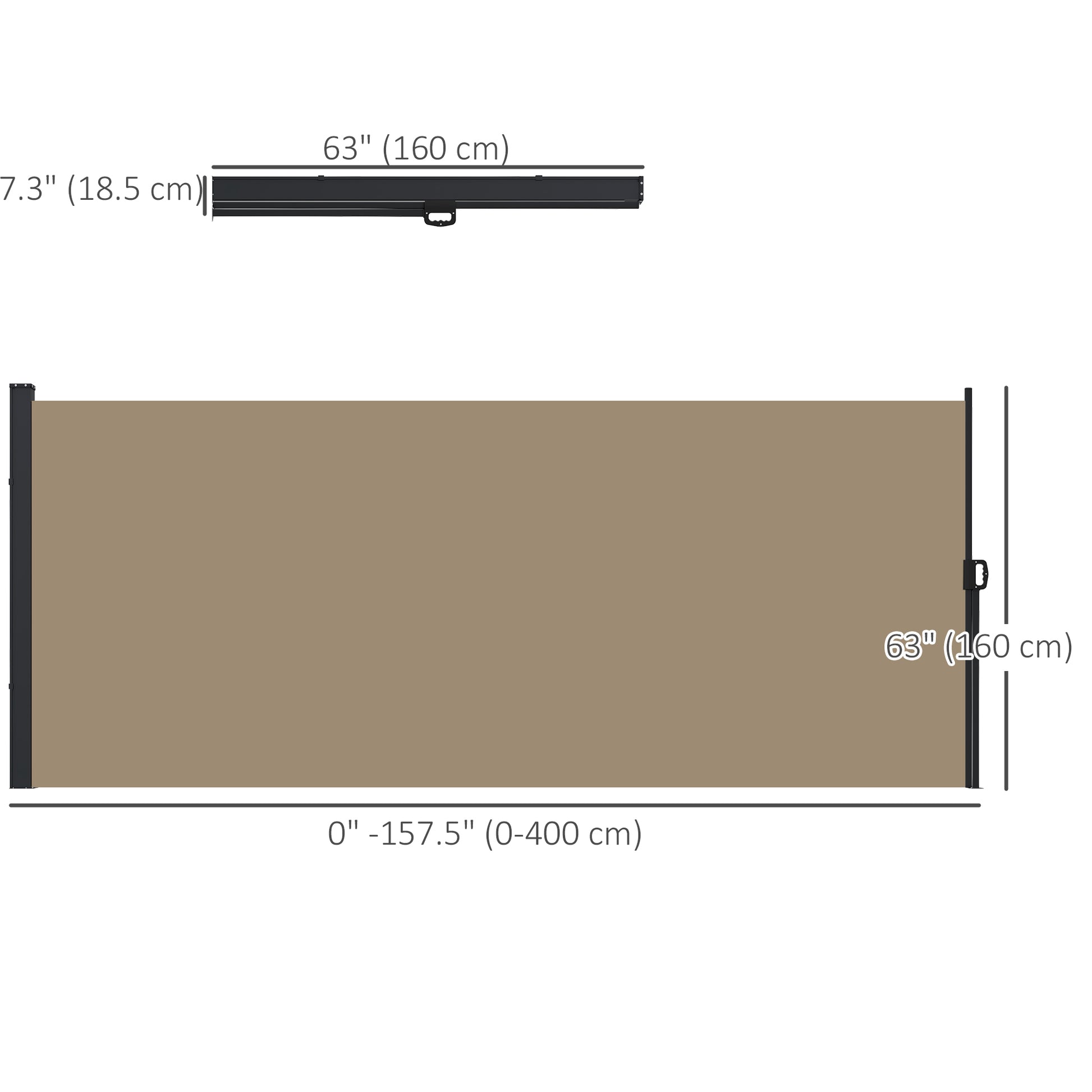 13' x 5' Retractable Side Awning, Outdoor Privacy Screen for Garden, Hot Tub, Balcony, Terrace, Pool, Khaki
