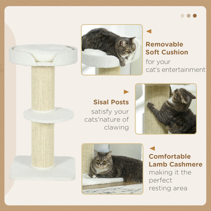 Cat Tree Kitty Tower with Sisal Mat Scratching Post, Cat Bed, Cushion, Perch, 18" x 18" x 36", Cream White
