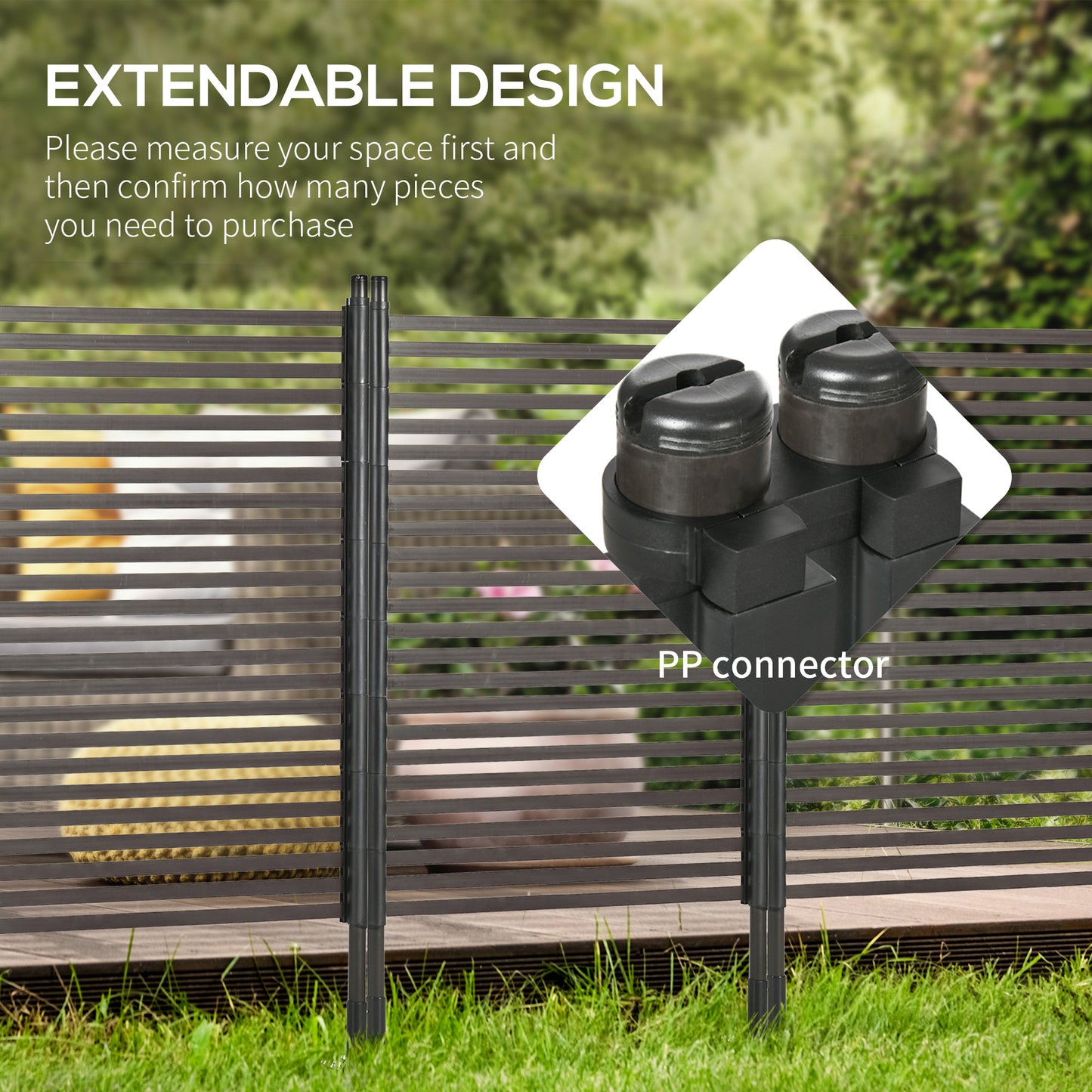Picket Metal Garden Fence for Hard & Soft Ground, 5 ft(H) Standing Outdoor Fencing with Feet, Animal Barrier Flower Bed 