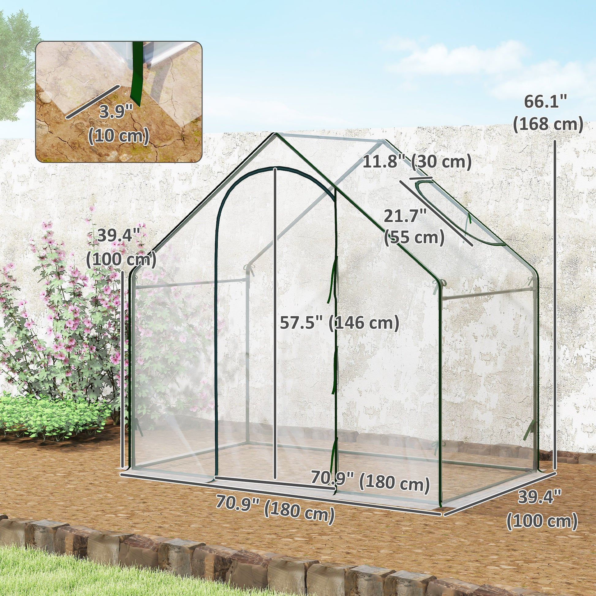 6'x3.3'x5.5' Walk-in Garden Greenhouse with Door and Window, Portable Mini Greenhouse for Plants Flowers Herbs, Steel Ou