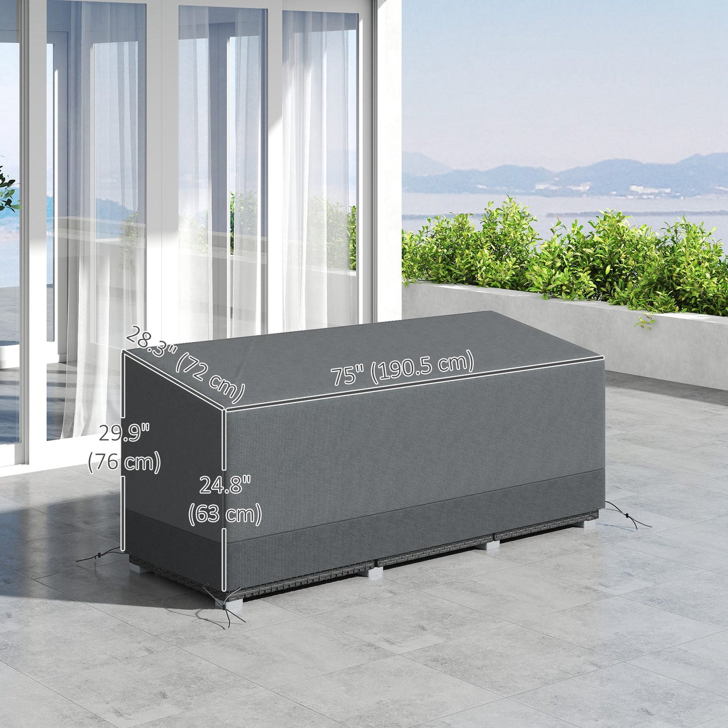 Patio Furniture Covers Waterproof for 3 Seater Sofa, 600D Heavy Duty Oxford Outdoor Patio Cover, 75" x 28.3" x 29.9", Gr