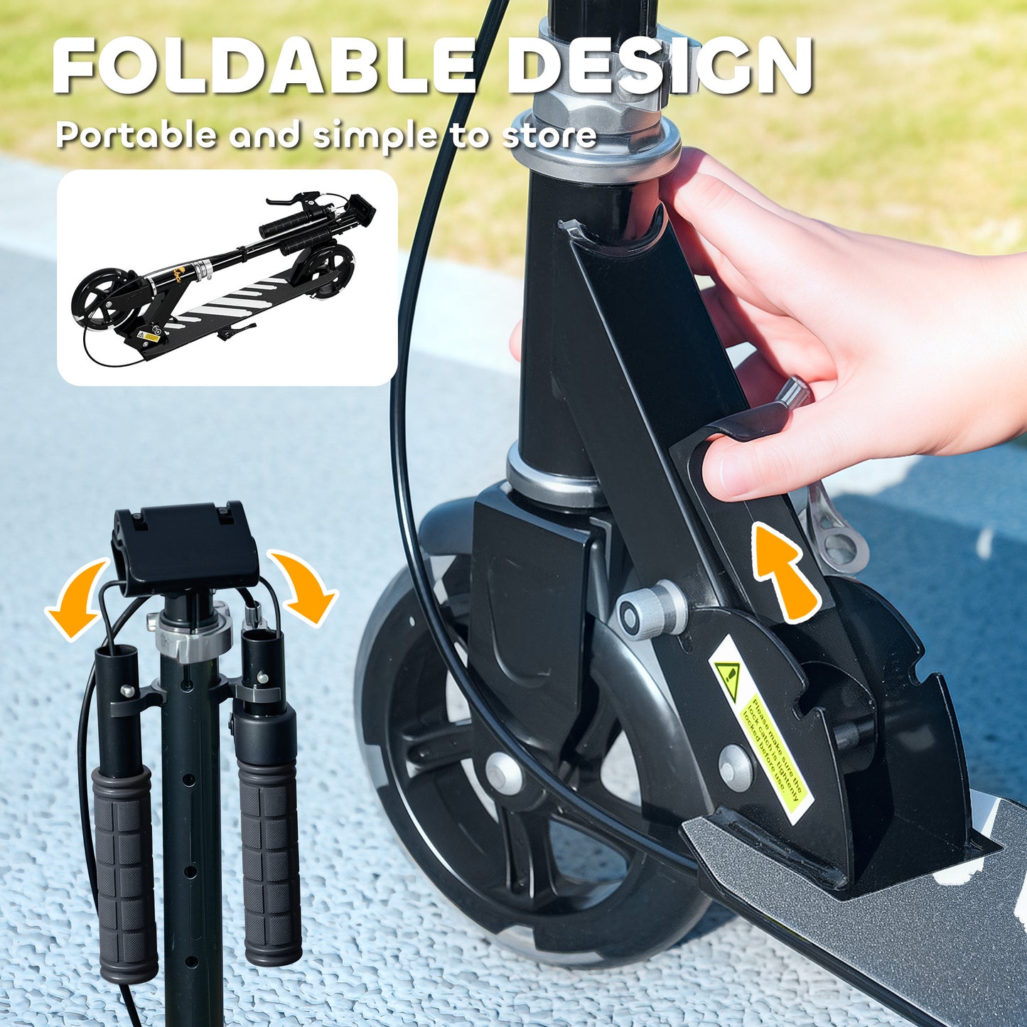 Qaba Scooter for Kids Ages 3-8 with Light Up Wheels, Adjustable Handlebar, Rear Brake & Handbrake for Girls and Boys, Bl